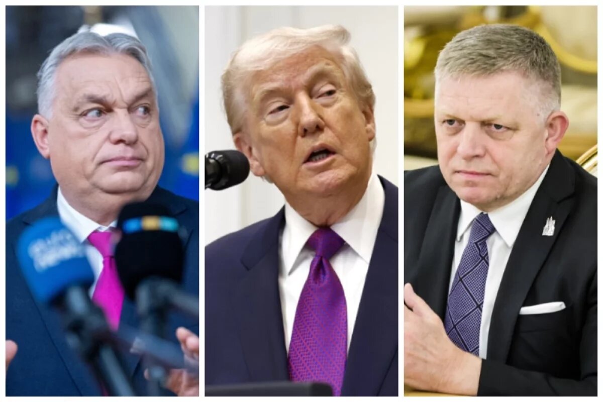    Слева направо: Виктор Орбан, Дональд Трамп, Роберт Фицо.