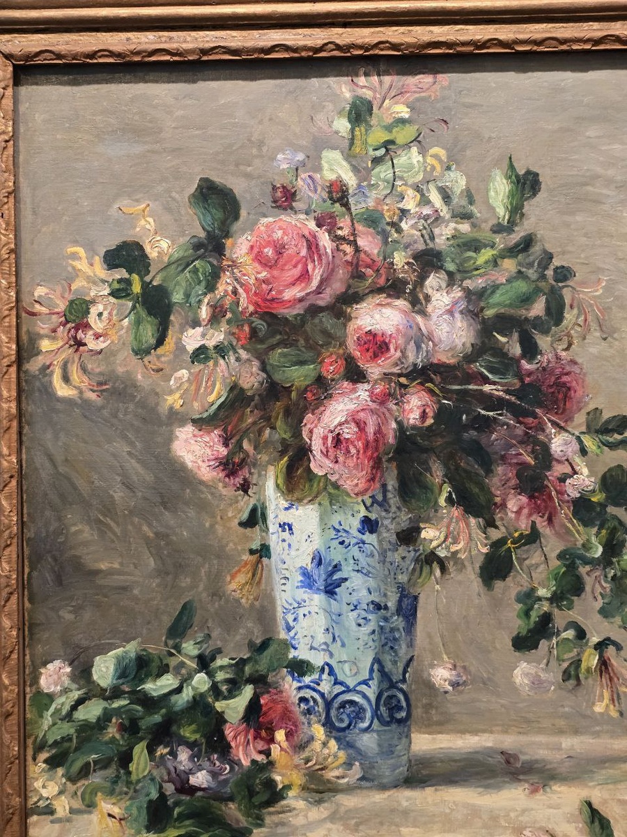 Пьер-Огюст Ренуар, «Розы и жимолость в дельфтской вазе» (ок. 1880)