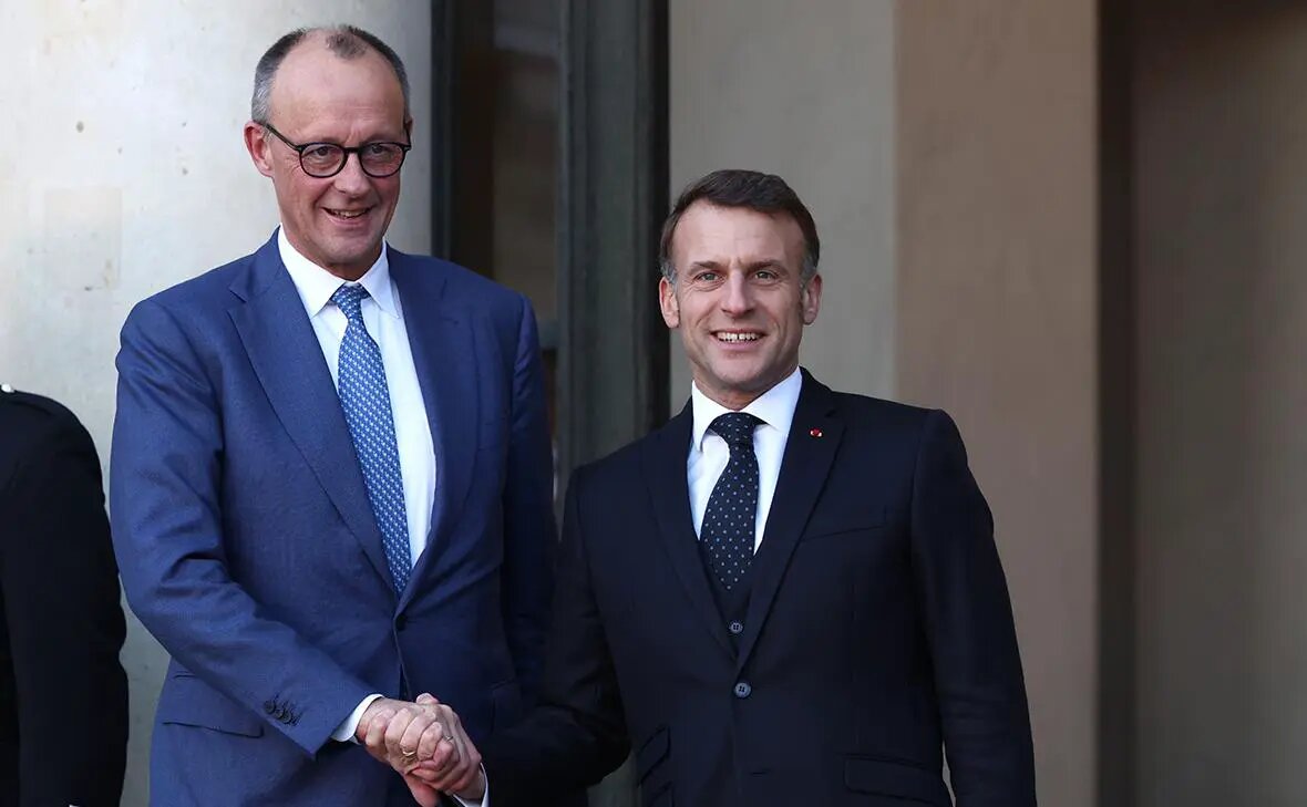    Фридрих Мерц и Эмманюэль Макрон Фото: Tom Nicholson / Getty Images Анна Абрамова