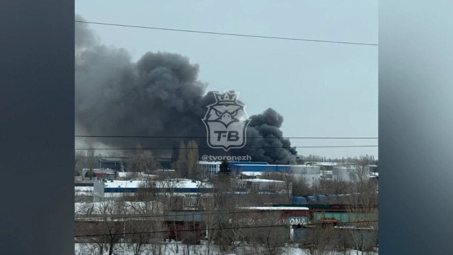 На левом берегу Воронежа загорелся склад пиломатериалов днем 13 февраля