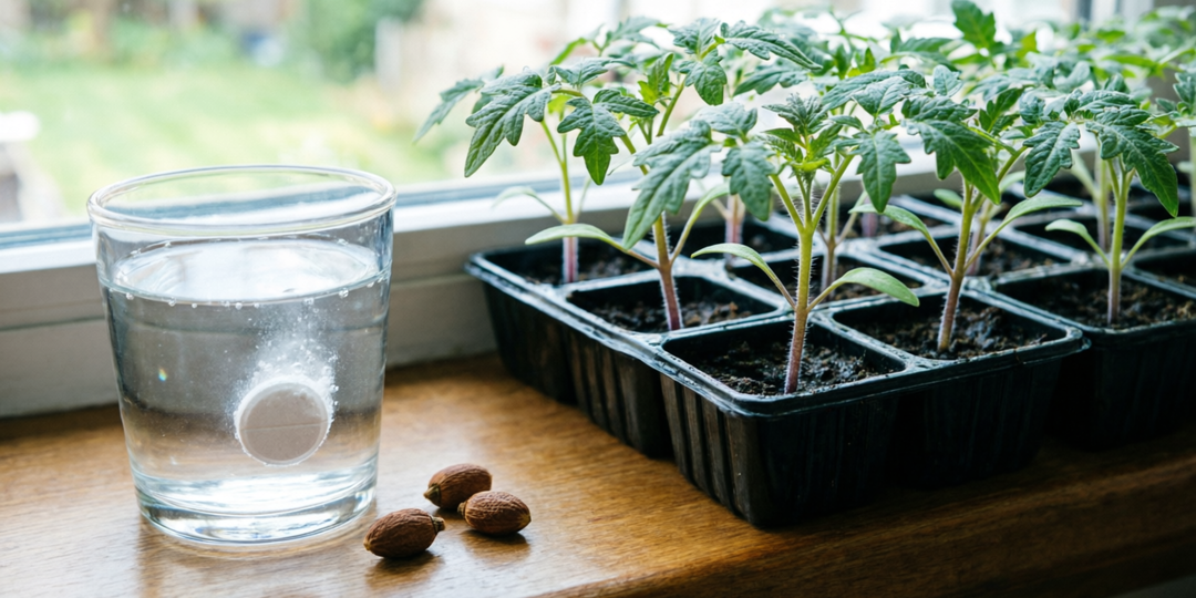 🥤 1 таблетка аспирина на стакан воды. Замачиваю семена на 3 часа — рассада потом как дубовая стоит, ни одна не падает