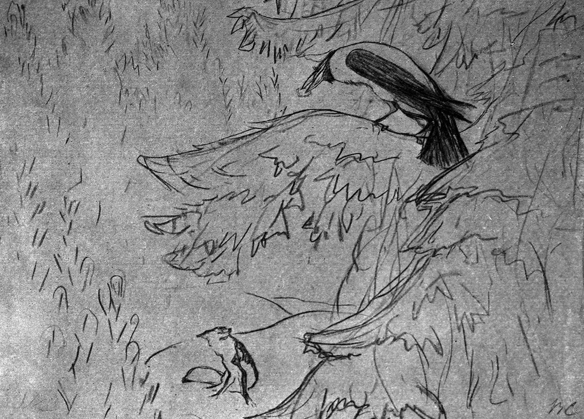 Валентин Серов. Иллюстрация к басне "Ворона и Лисица" (С) Михаил Озерский / Sputnik