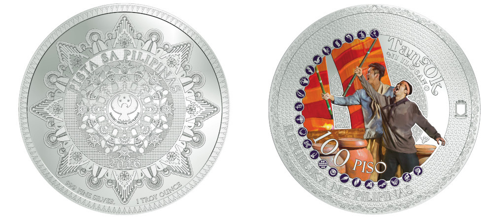    Коллекционная монета Филиппин 100 песо 2026 года фестиваль Тан-ок ни Илокано серебро цветной дизайн