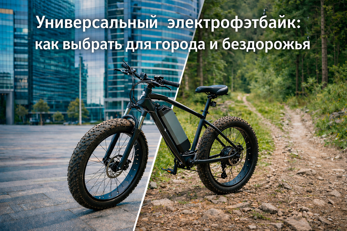 Универсальный электрофэтбайк – мотоцикл, велосипед или внедорожник? Один транспорт для асфальта, леса и снега.