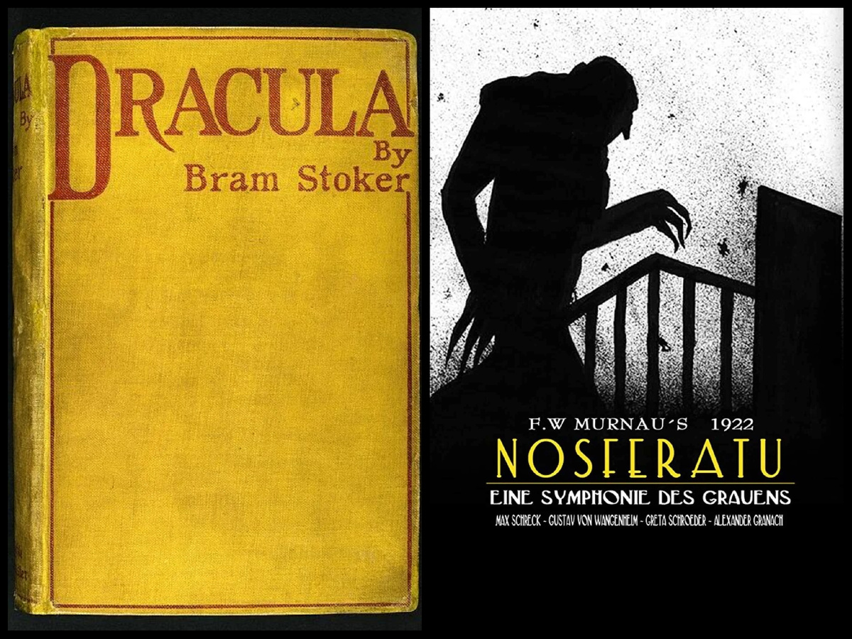 "Дракула" (авт. Брэм Стокер, 1897), "Носферату, симфония ужаса" (реж. Фридрих Вильгельм Мурнау, 1922)