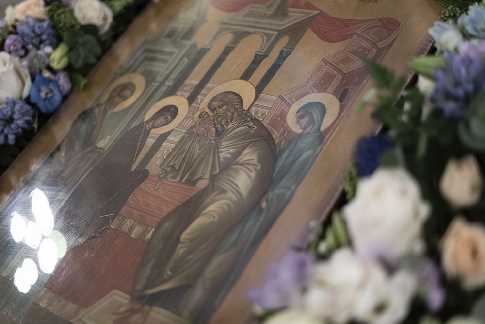    Фрагмент иконы "Сретение". Московский Сретенский монастырь. / Фото: Московский Сретенский монастырь/flickr.com/CC BY-NC-SA 2.0