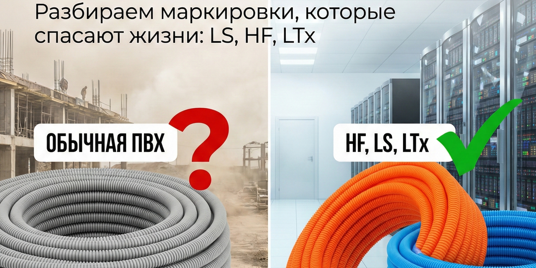 Почему нельзя использовать «обычную» серую гофру везде? Разбираем алфавит безопасности: LS, HF, LTx
