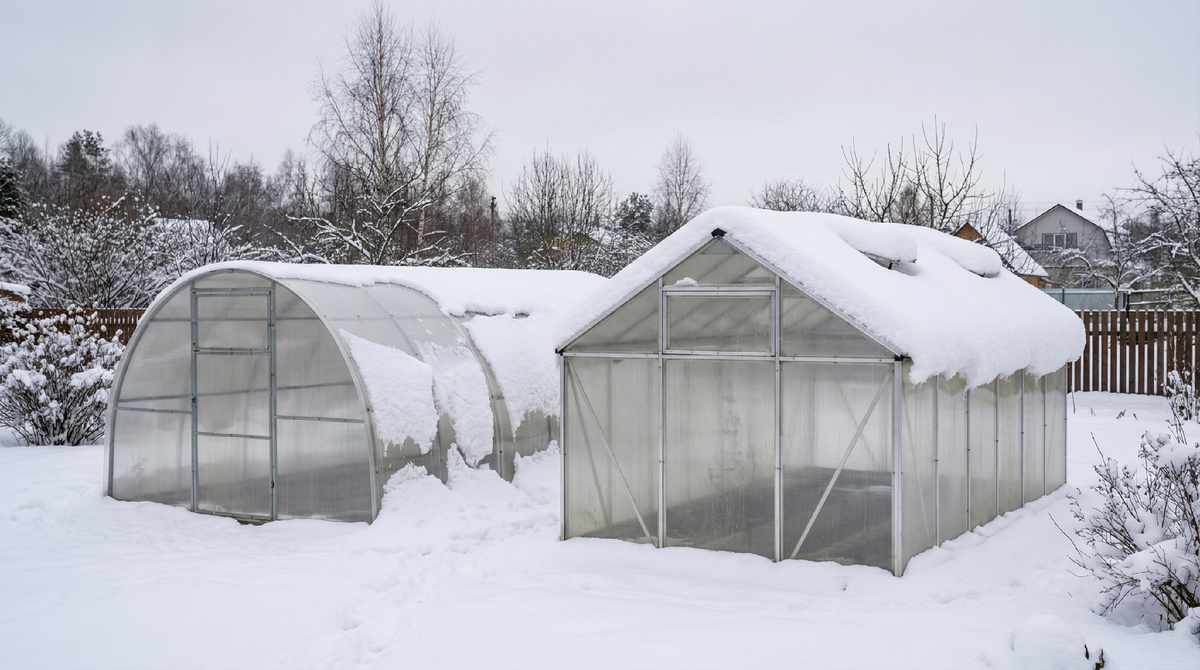 Теплицы под слоем снега