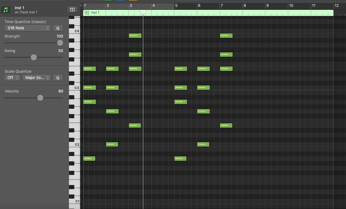 скрин из лоджика, где я "нарисовала" прогрессию из трех трезвучий: I, III, VI