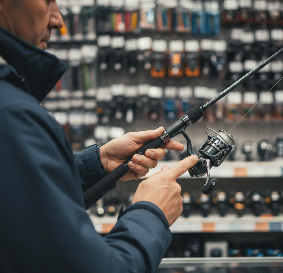 Выбор катушки в магазине.