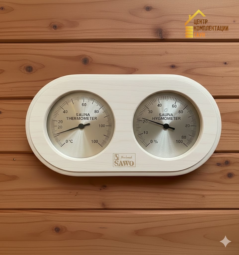 Термогигрометр из осины для бань и саун в "Центре комплектации саун"