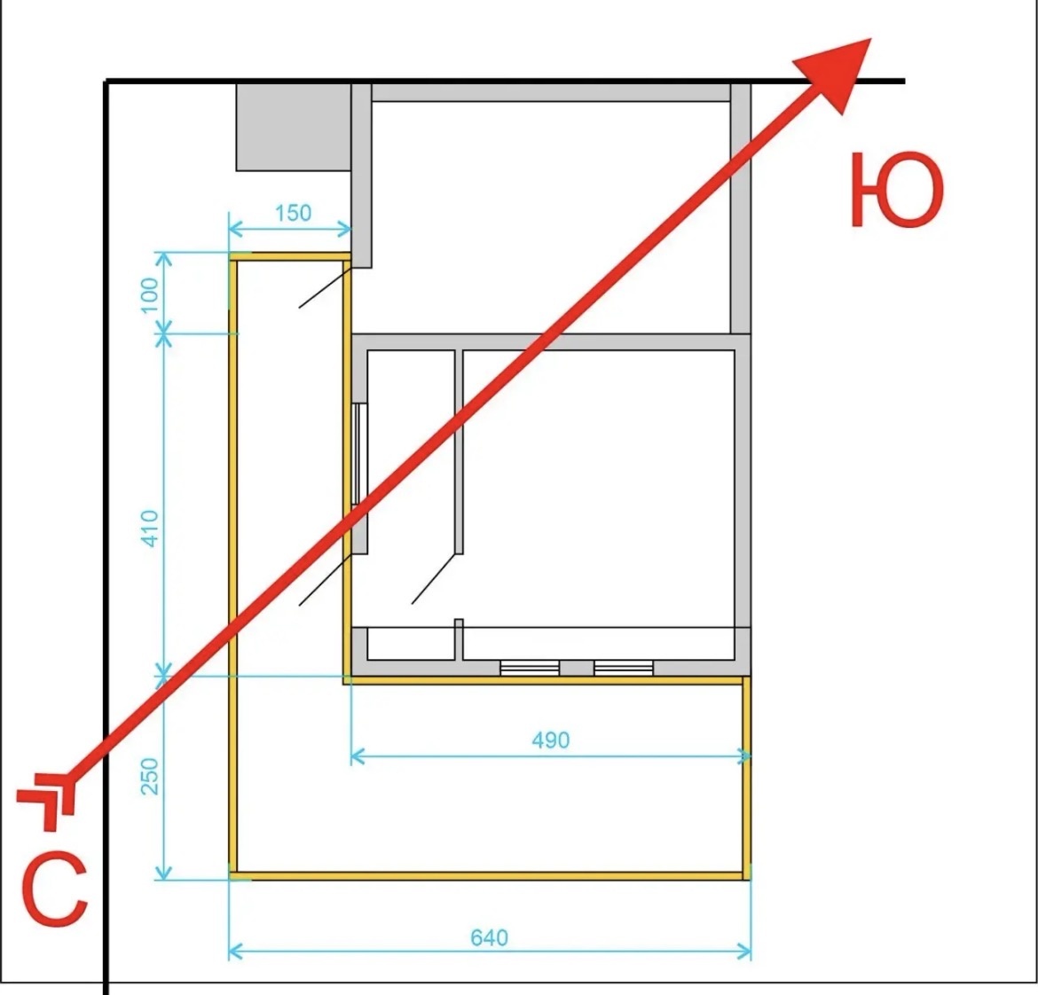 Чертеж с размерами будущей веранды 