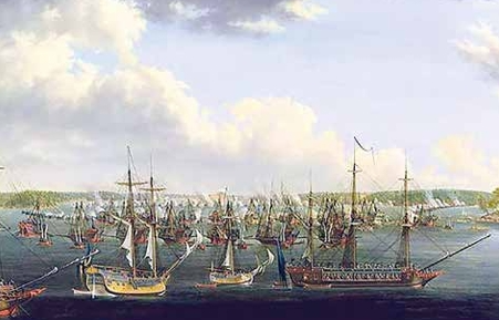 Й. Т. Шульц. Морское сражение между шведским архипелаг-флотом  
и российской гребной флотилией под Фридрихсгамом 15 мая 1790 года