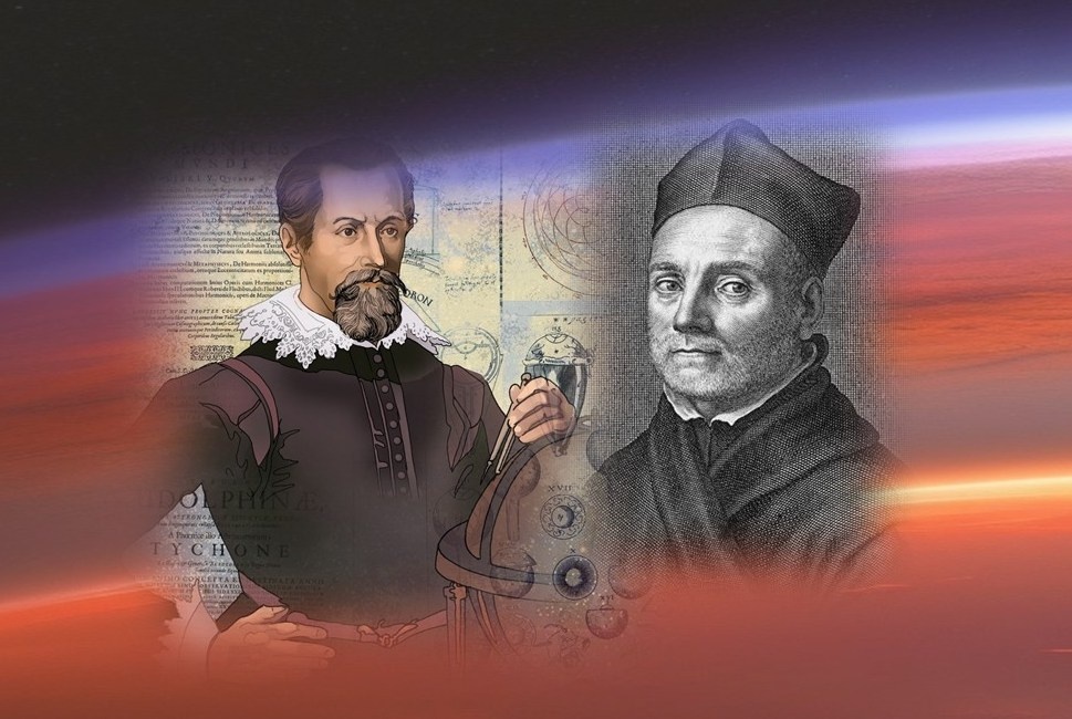 Коллаж с портретами Кеплера и Кирхера.