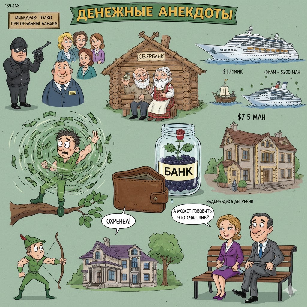 Денежные анекдоты, иллюстрация создана сетью Джемини