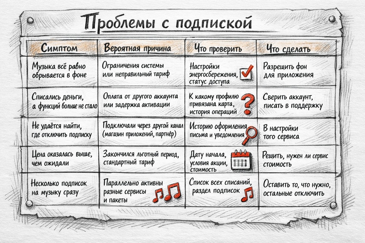 Таблица Типичные проблемы с доступом