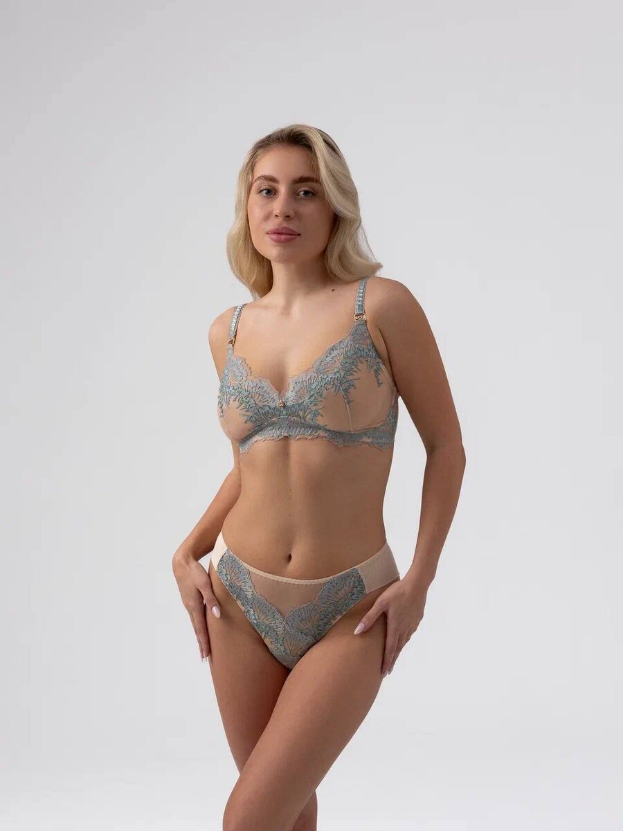 Бюстократия Мираж бралетт без косточек бежево-голубой / Skin/Blue