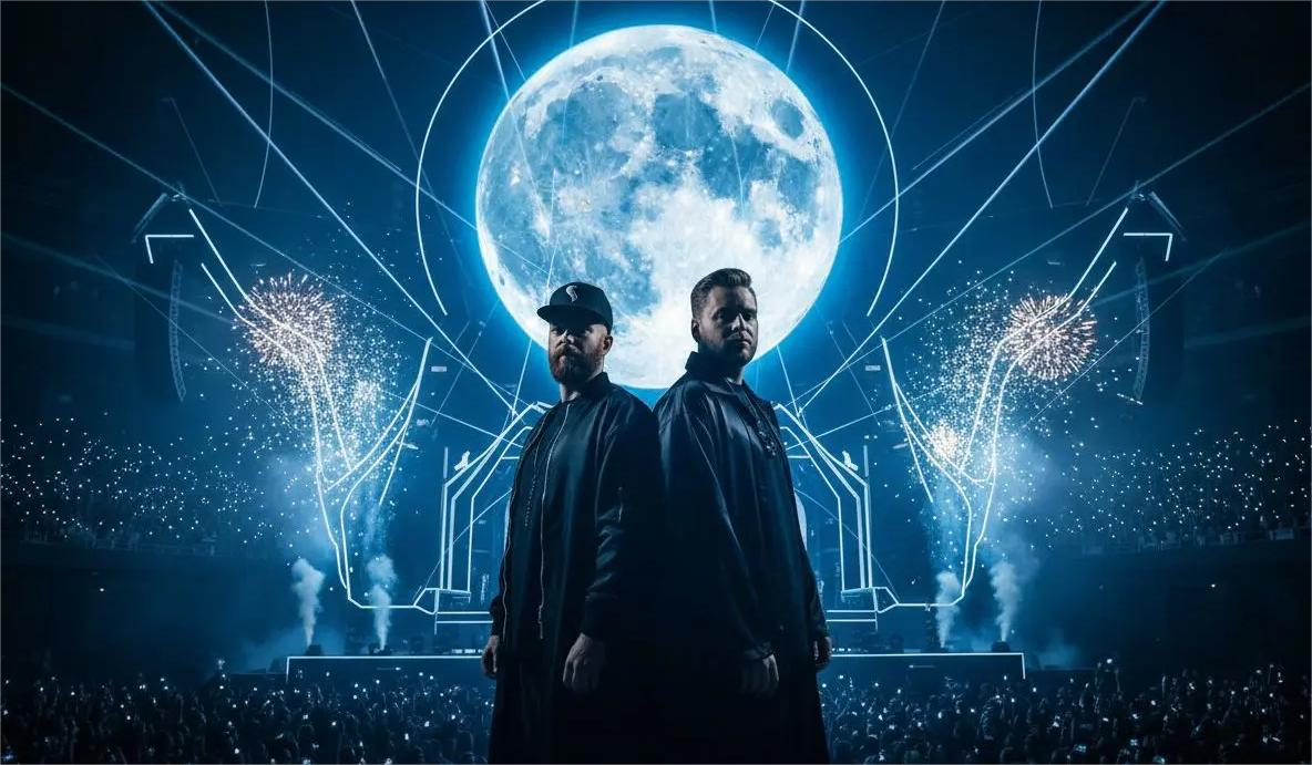 Two DJs (Showtek) on stage at Qlimax 2023
