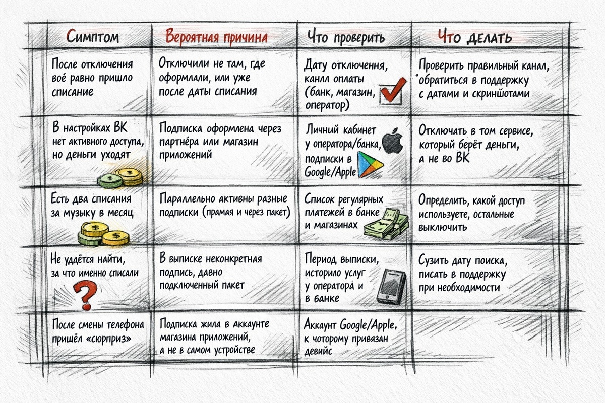 Типичные проблемы при отключении таблица