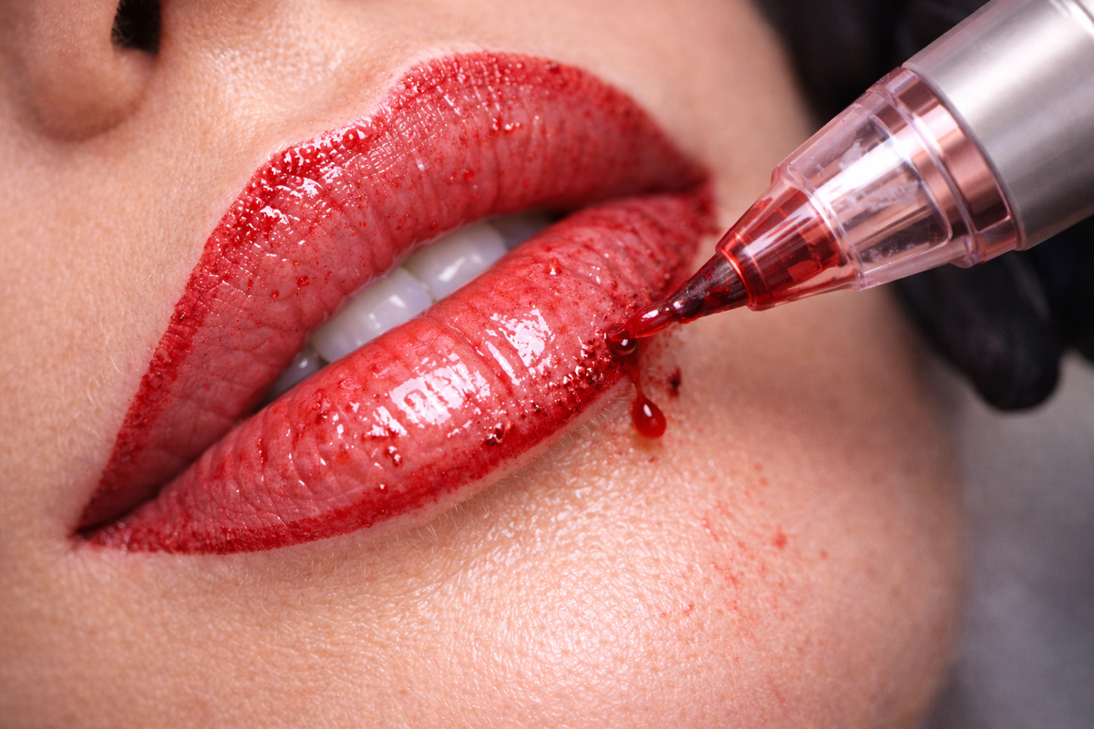 Во время процедуры в кожу вводят пигмент иглой 