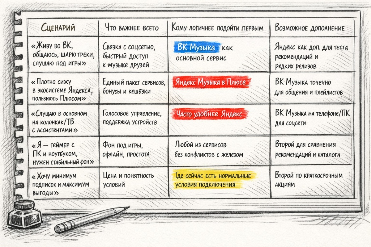  Таблица какой сервис под какой сценарий подходит лучше