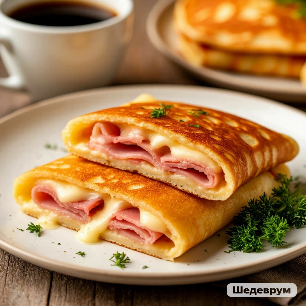 Блины с ветчиной и сыром