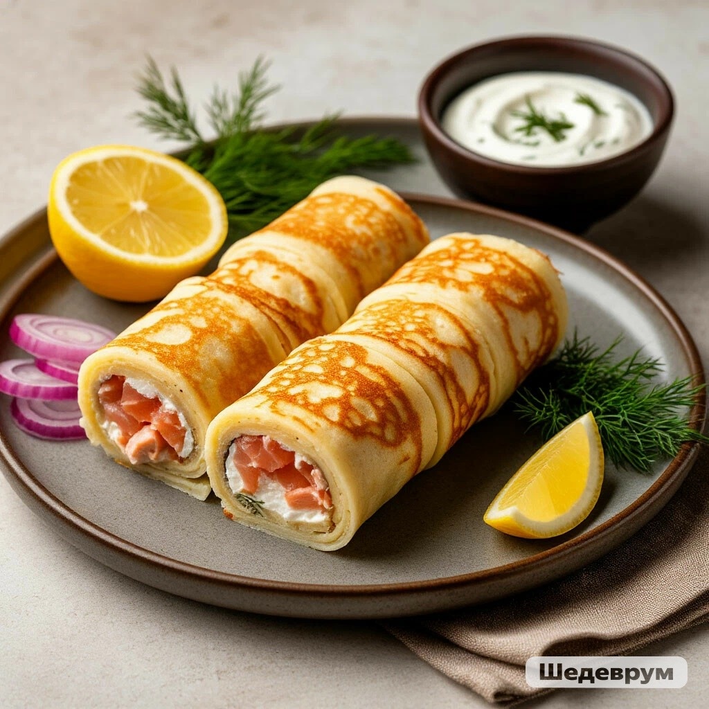 Роллы из блинов с картофелем