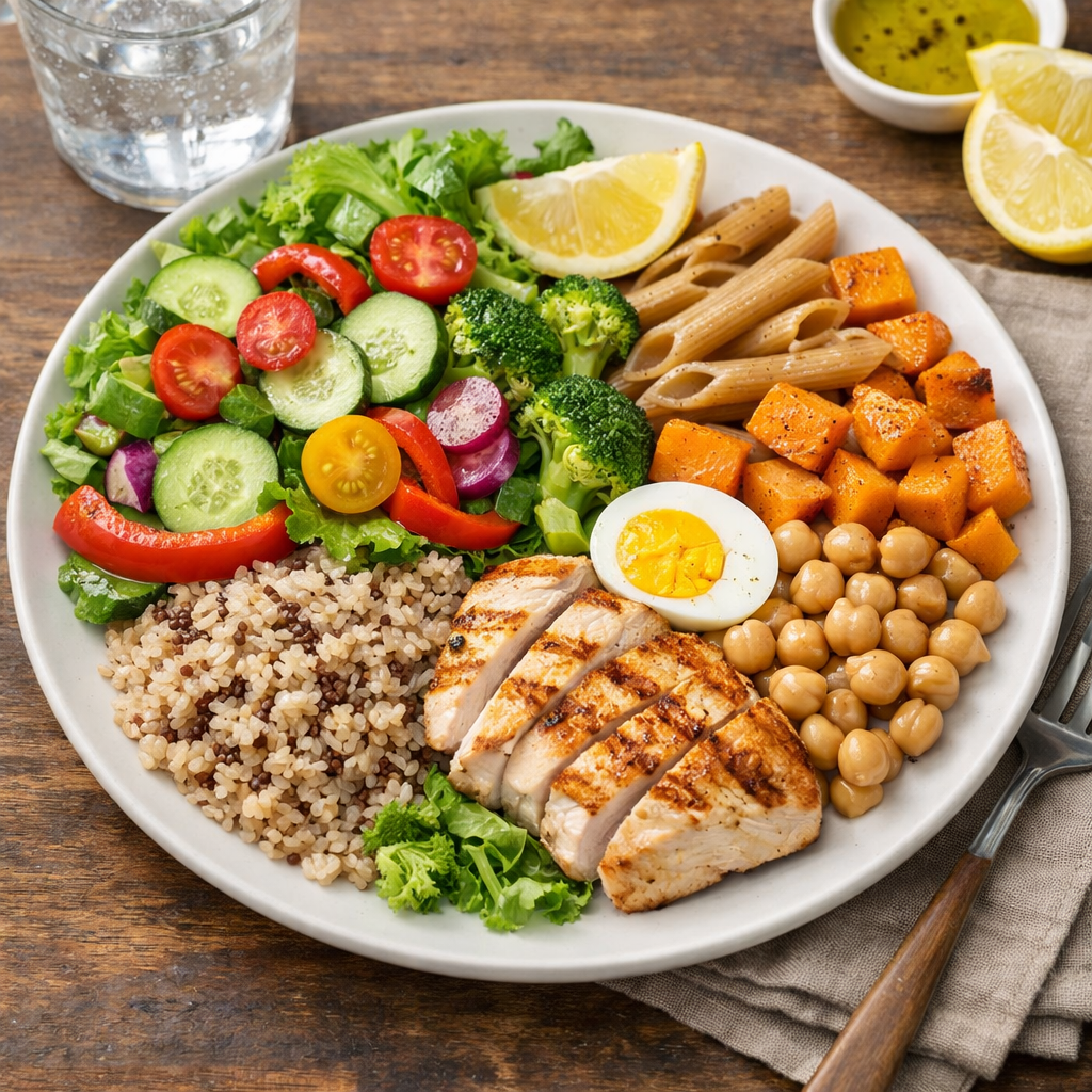 Пример готовой тарелки здорового питания, которую разработали сотрудники Гарвардского университета.