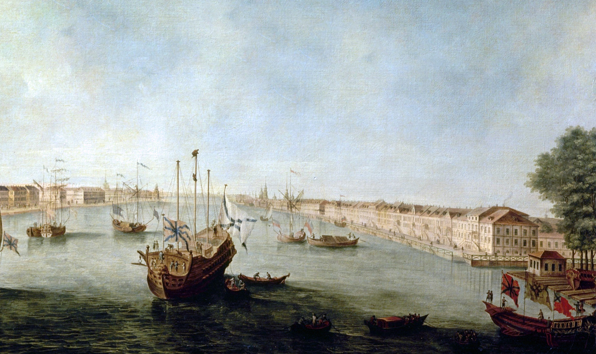 Проспект вверх по Неве-реке между Галерною верфью и 13 линией Васильевского острова