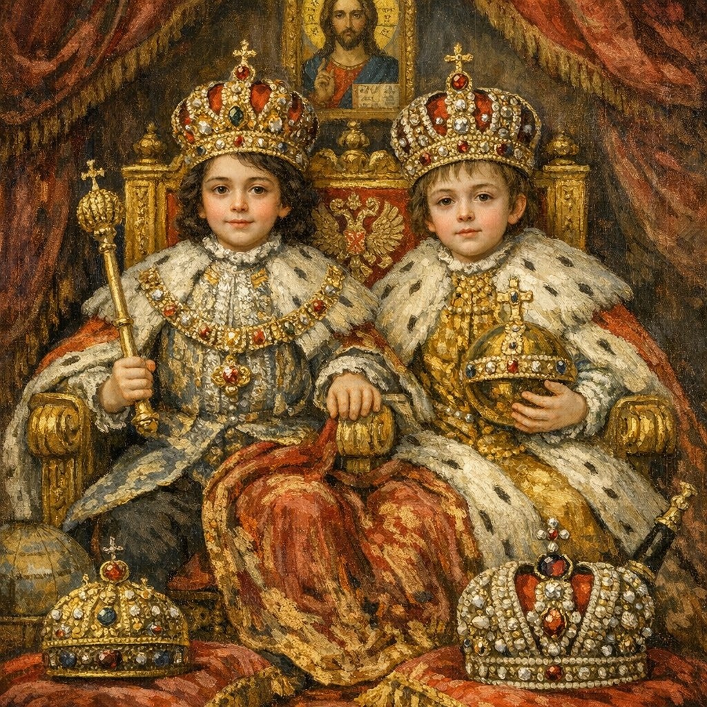 фото сгенерированое ИИ  Пётр и Иван 