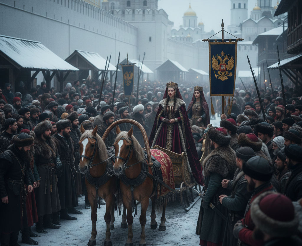 Софья въезжает в Москву 1472 год. Коллаж Аналитикус