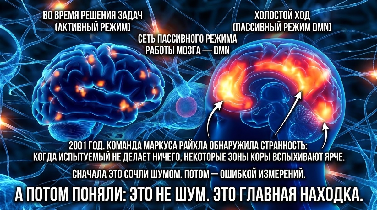Свечение "Дефолт системы мозга" (DMN) в фМРТ