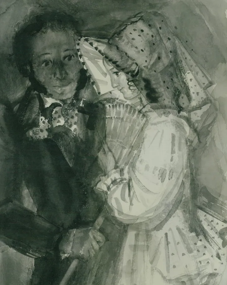 Александр Бакулевский. Александр Пушкин и Анна Керн. 1970. Национальный музей Республики Марий Эл имени Тимофея Евсеева, Йошкар-Ола