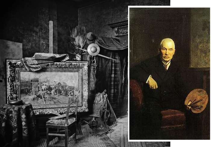 Мастерская художника. / Портрет Юзефа Брандта кисти Болеслава Шаньковского, (1910 год)