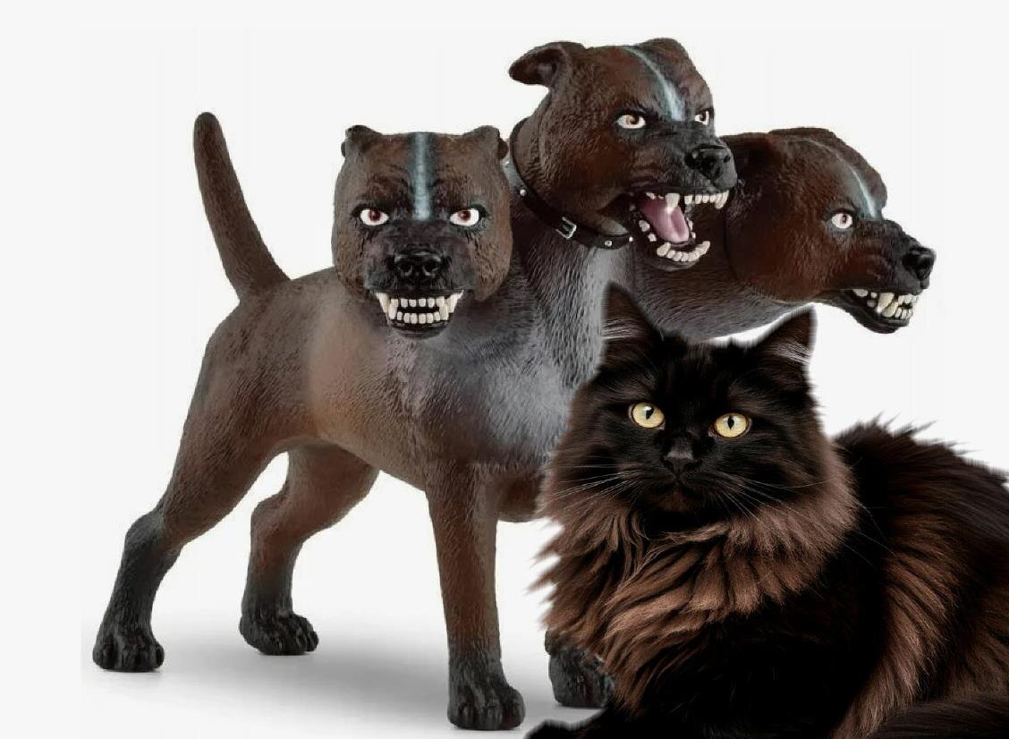 Цербер для коллажа взят в свободном доступе инета, ИИ таких изысков сегодня не понял