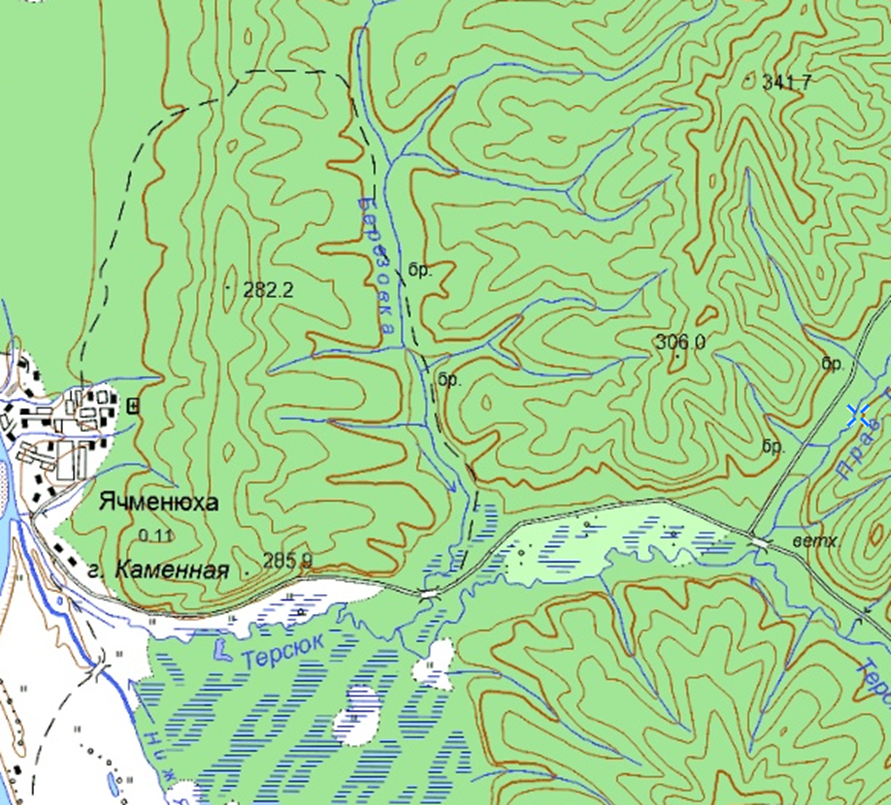 Река Березовка. Фрагмент карты, 2001г.