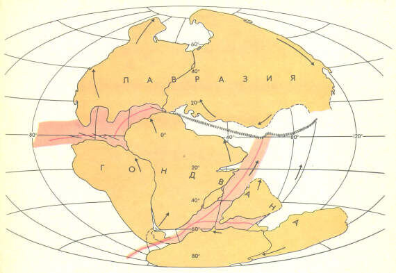 Распад суперконтинента Пангея и Гондванна