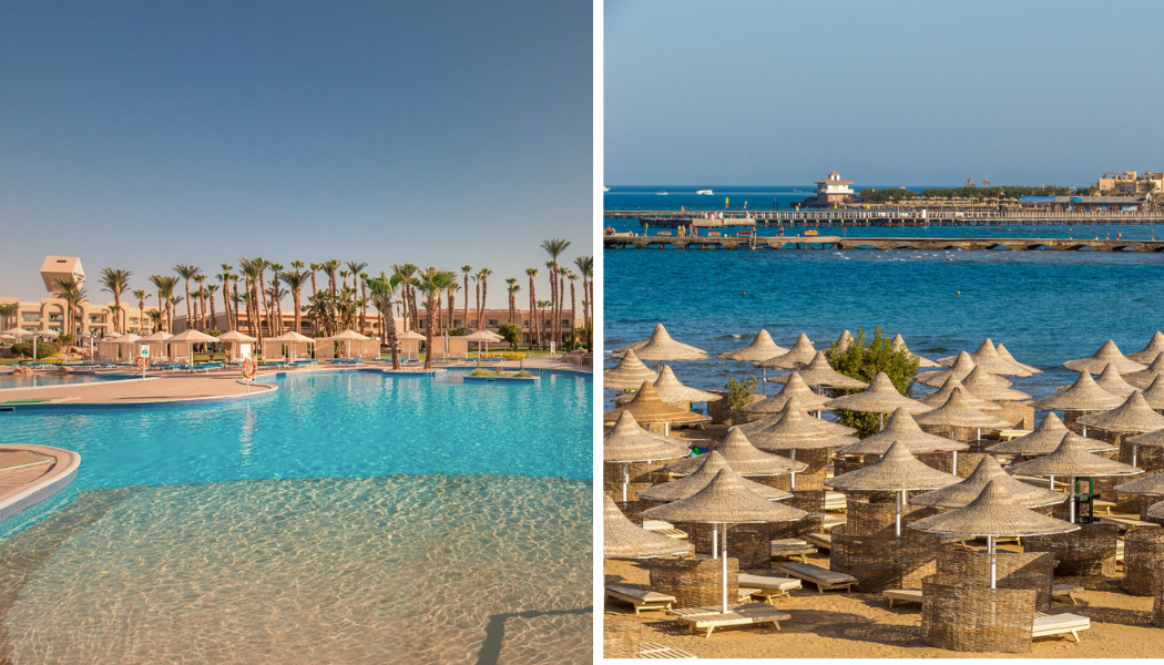 Слева - фото Beach Albatros Resort, справа - Aladdin Beach