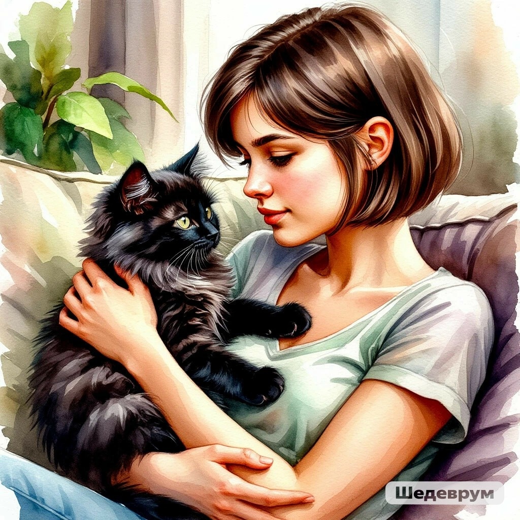 Анита, воображает, что Дэнни - всего лишь чёрный котёнок