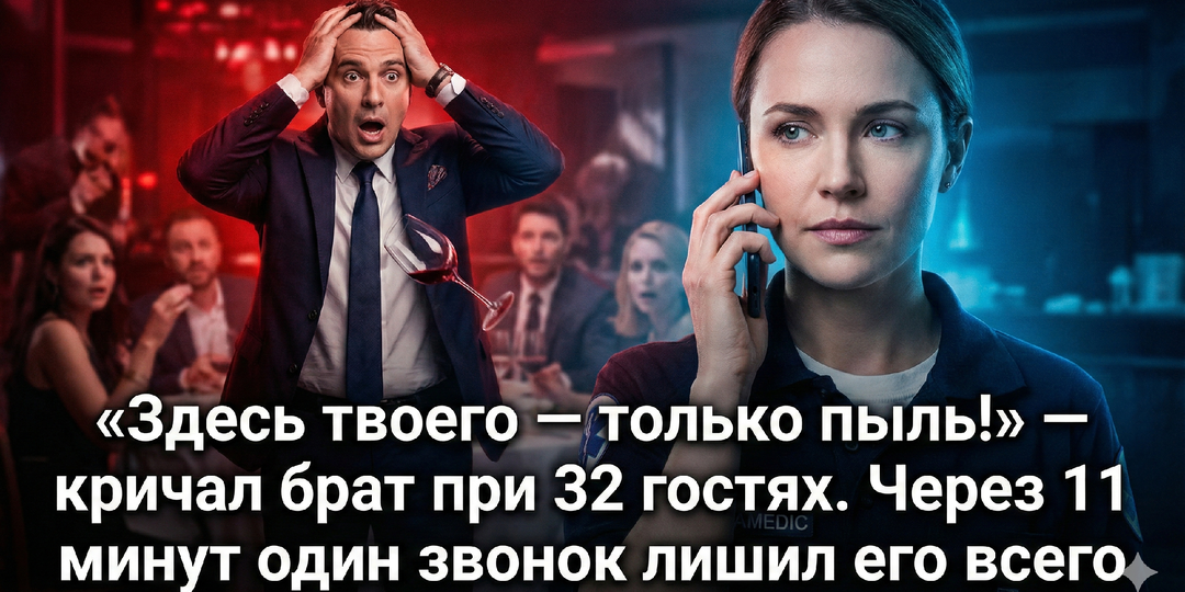 «Здесь твоего — только пыль!» — кричал брат, выкидывая папку отца при 32 гостях. Он не знал, что через 11 минут один звонок лишит его работы