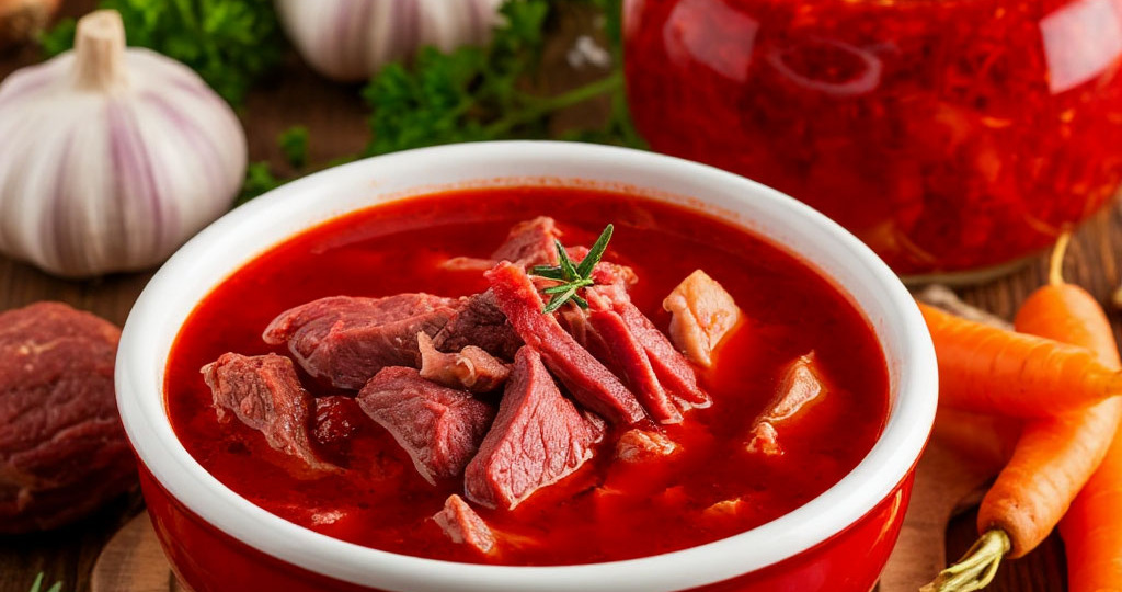 БОРЩ С ГОВЯДИНОЙ И САЛОМ