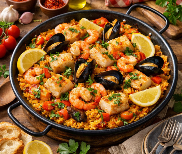 Рыбная паэлья — ароматное испанское блюдо с морским характером