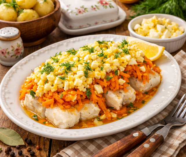 Рыба по-польски с морковью и луком — нежное классическое блюдо с домашним характером