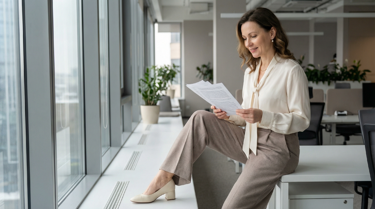 Романтика в классике: шёлковая блуза и мягкий крой