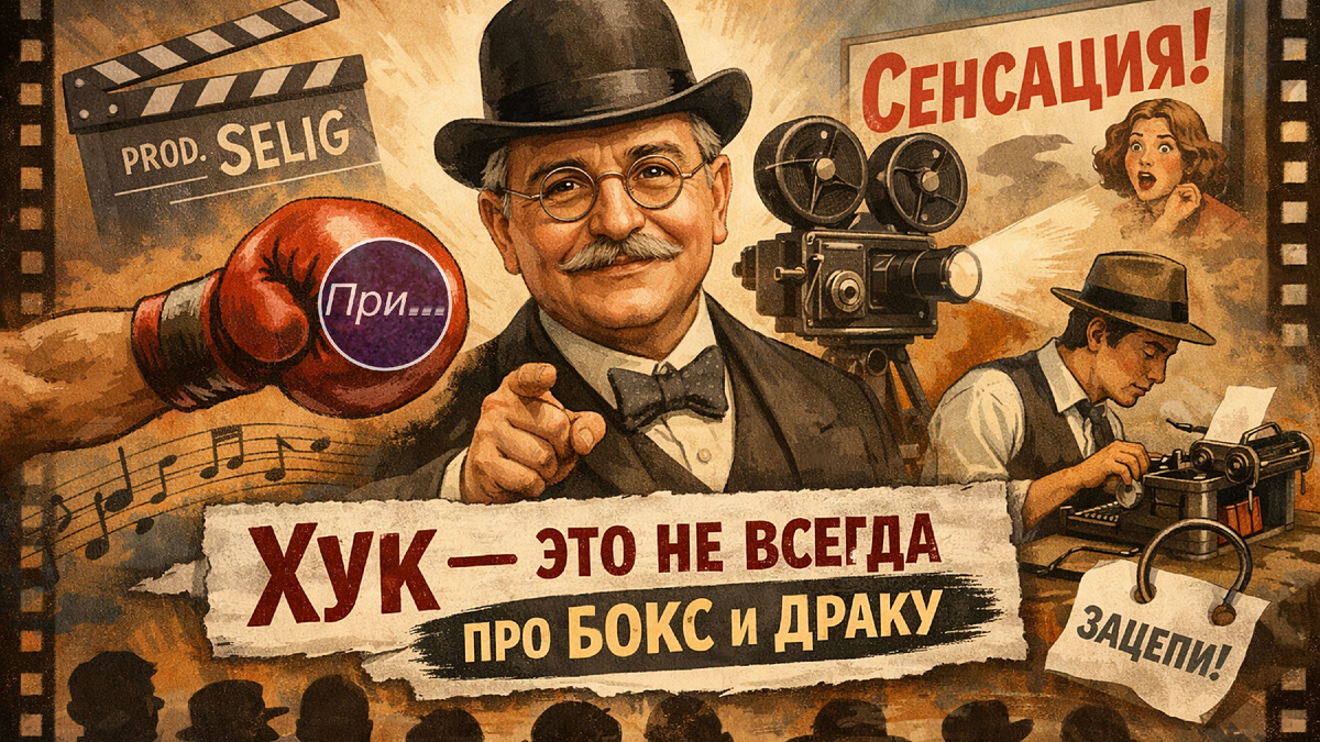 Титульная иллюстрация к статье Олега Лубски «Хук — это не всегда про бокс и драку» | © автор AI-assisted иллюстрации Олег Лубски 2026