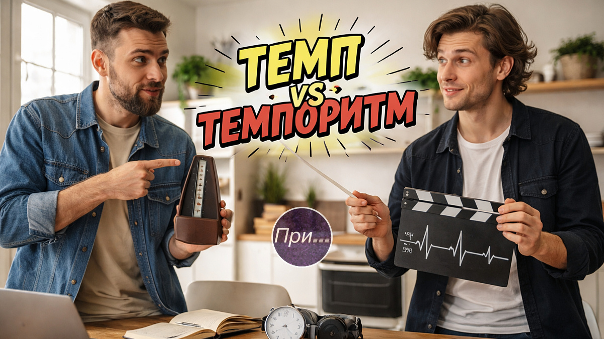 Титульная иллюстрация к статье Олега Лубски «Темп и темпоритм — это очень разное» | © автор AI-assisted иллюстрации Олег Лубски 2026