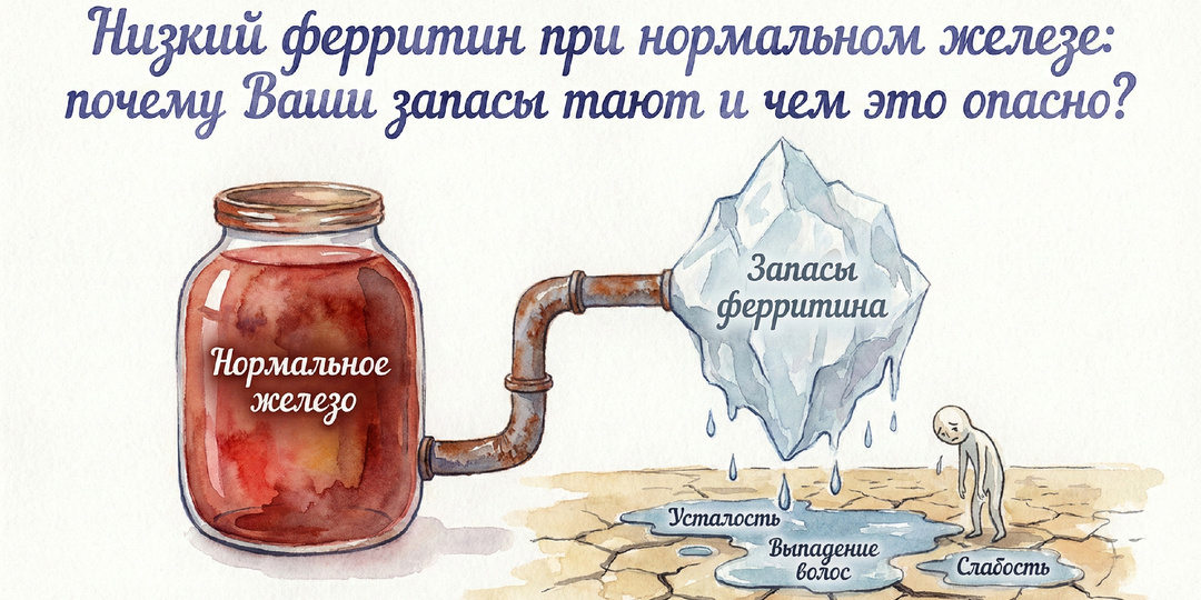 Низкий ферритин при нормальном железе: почему Ваши запасы тают и чем это опасно?