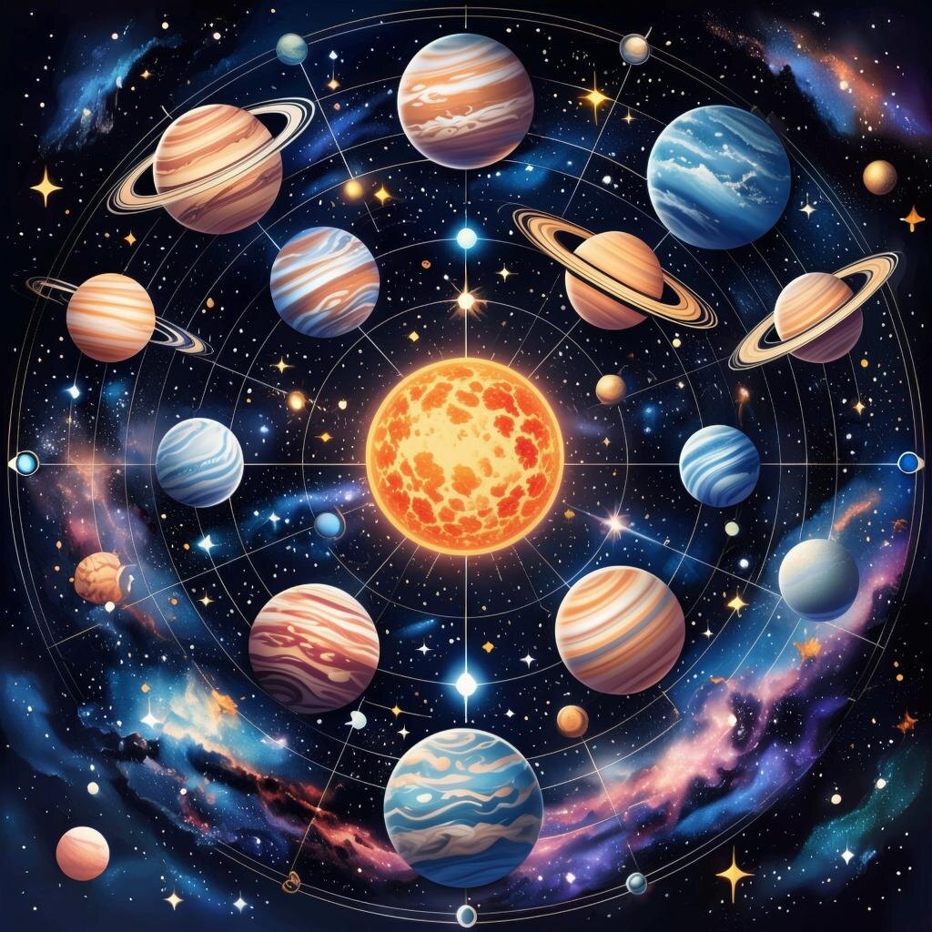 Планеты. Иллюстрация сгенерирована нейросетью