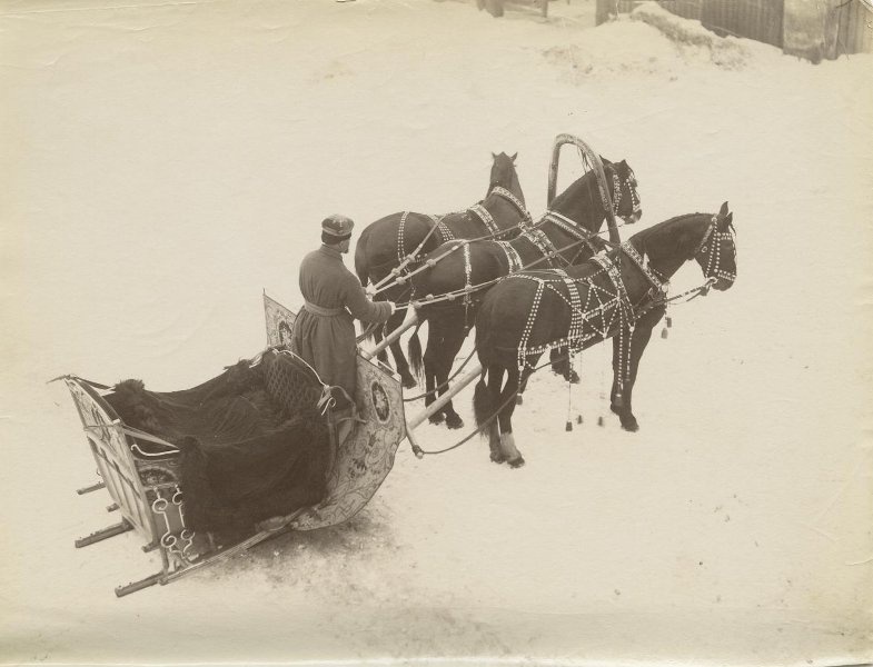 Типы России. Тройка, город Москва. Автор снимка: Пётр Павлов. 1900 г.
