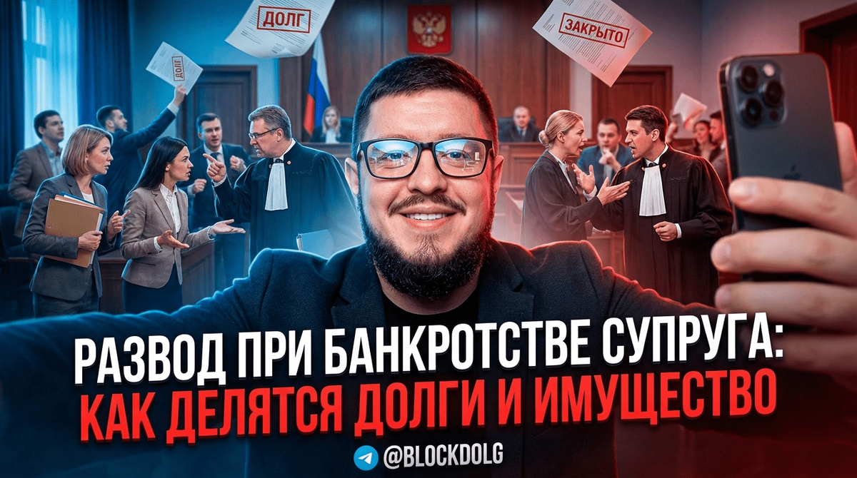    Схема раздела совместной собственности и долговых обязательств при банкротстве одного из супругов Максим